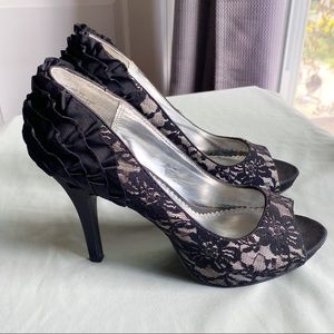Rampage lace ruffle heels